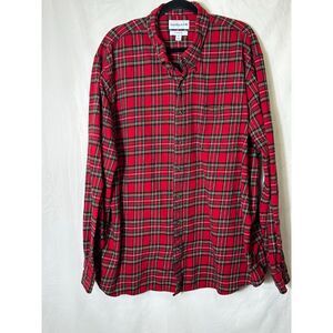 Saddlebred Men's Big & Tall Tartan Red Plaid Men's Long Sleeve Flannel Size 3XLT